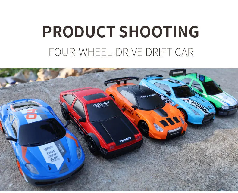1:24 AE86 GTR 4WD Drift RC Car with LED Lights & Dual Tire Sets