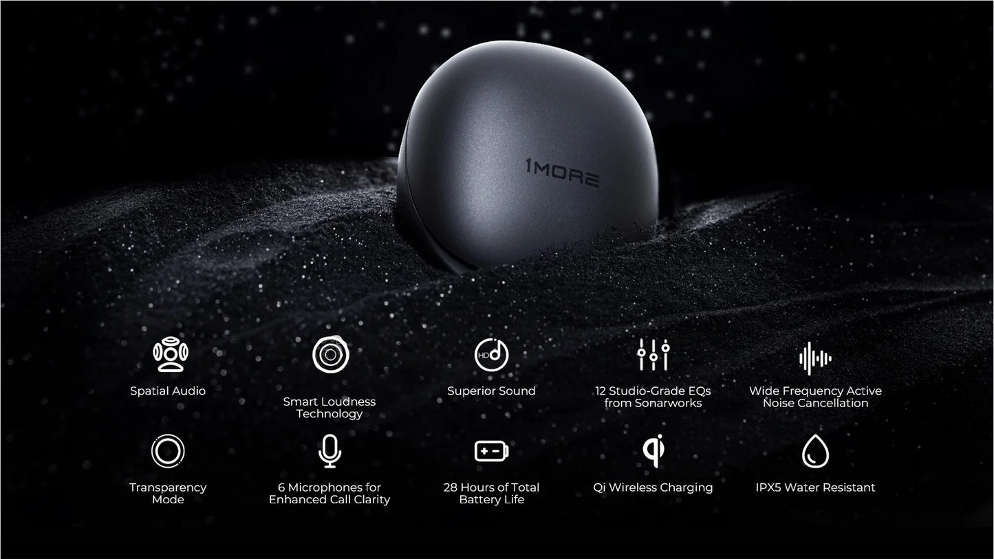 1MORE Aero Bluetooth 5.2 Earbuds ANC Wireless Charging 28H Playtime