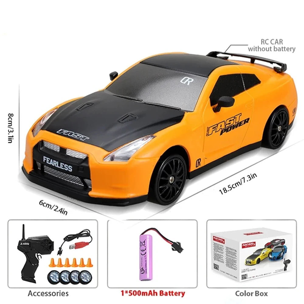 1:24 AE86 GTR 4WD Drift RC Car with LED Lights & Dual Tire Sets