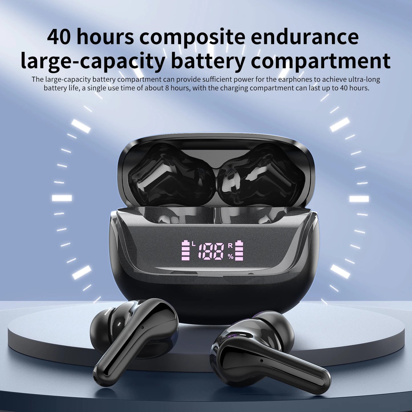 Wireless ENC Earbuds, Bluetooth 5.4, 40Hr Play Time True Bass
