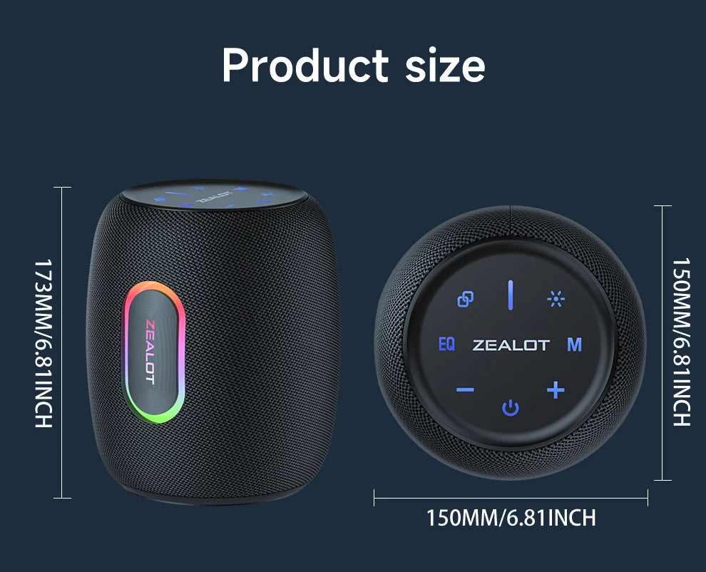 ZEALOT S64 50W Outdoor Bluetooth Speaker with Subwoofer & 14400mAh Battery – IPX6 Waterproof