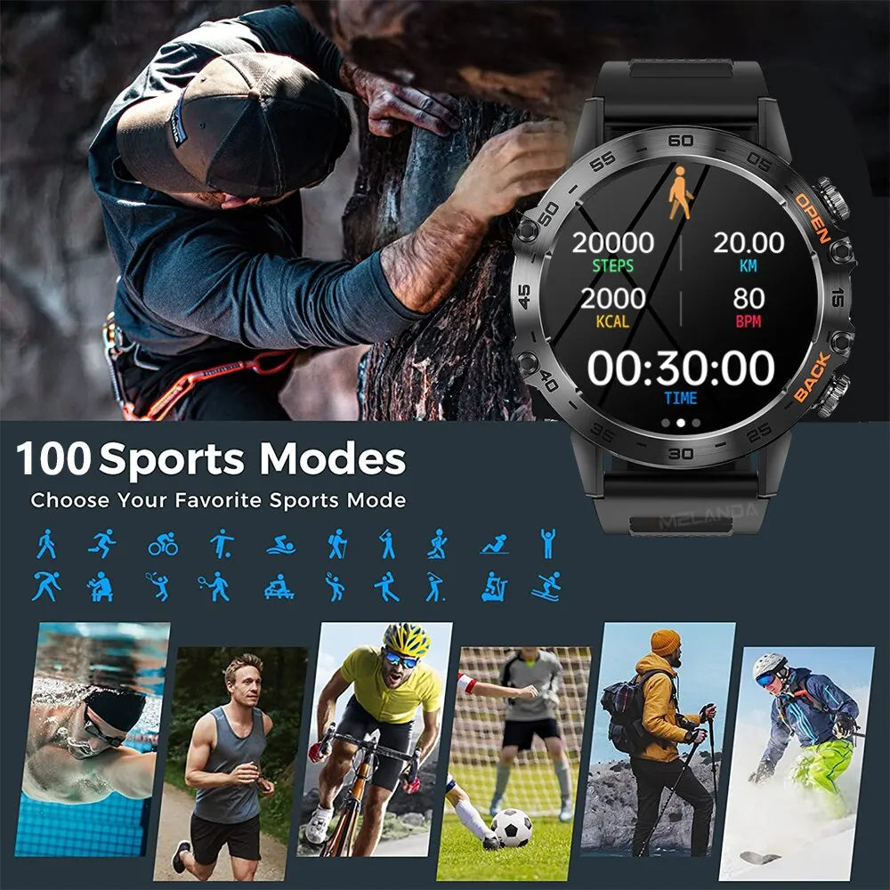 Men Smart Watches for iOS Android MD52 Sports Fitness Tracker Waterproof 1.39