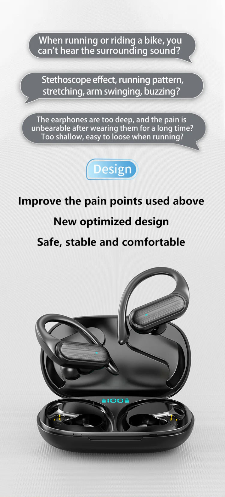 BOSE bye A520 TWS Bluetooth Earphones with Ear Hooks & Waterproof Design