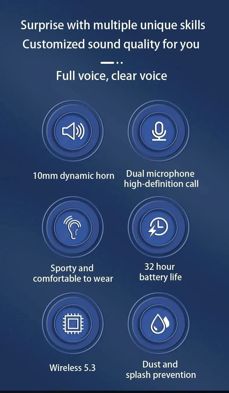 TWS Wireless Bluetooth Earphones Headphones Sports Ear Hook Running Bass Earbuds