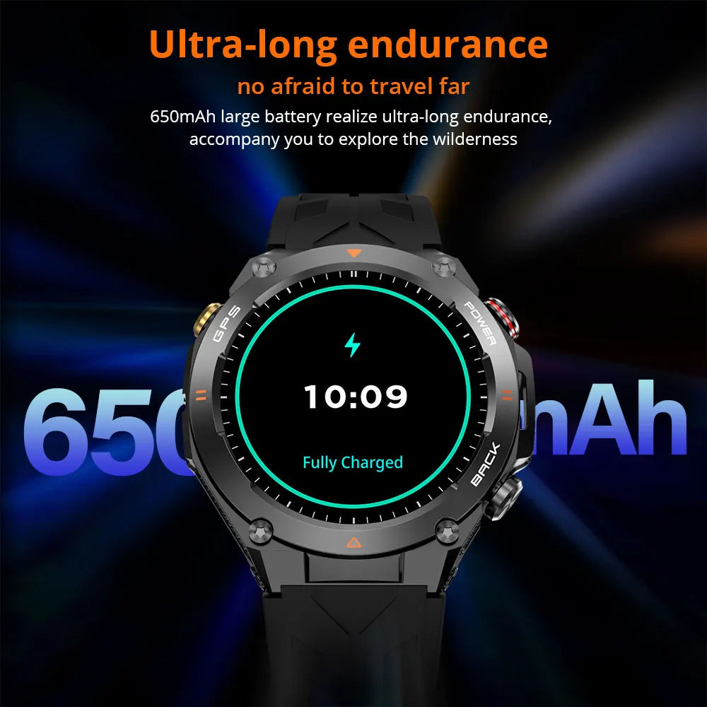 V75 Military Grade Outdoor Smartwatch GPS, 650mAh