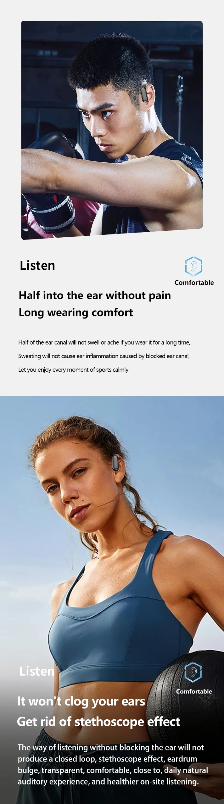 BOSE bye A520 TWS Bluetooth Earphones with Ear Hooks & Waterproof Design