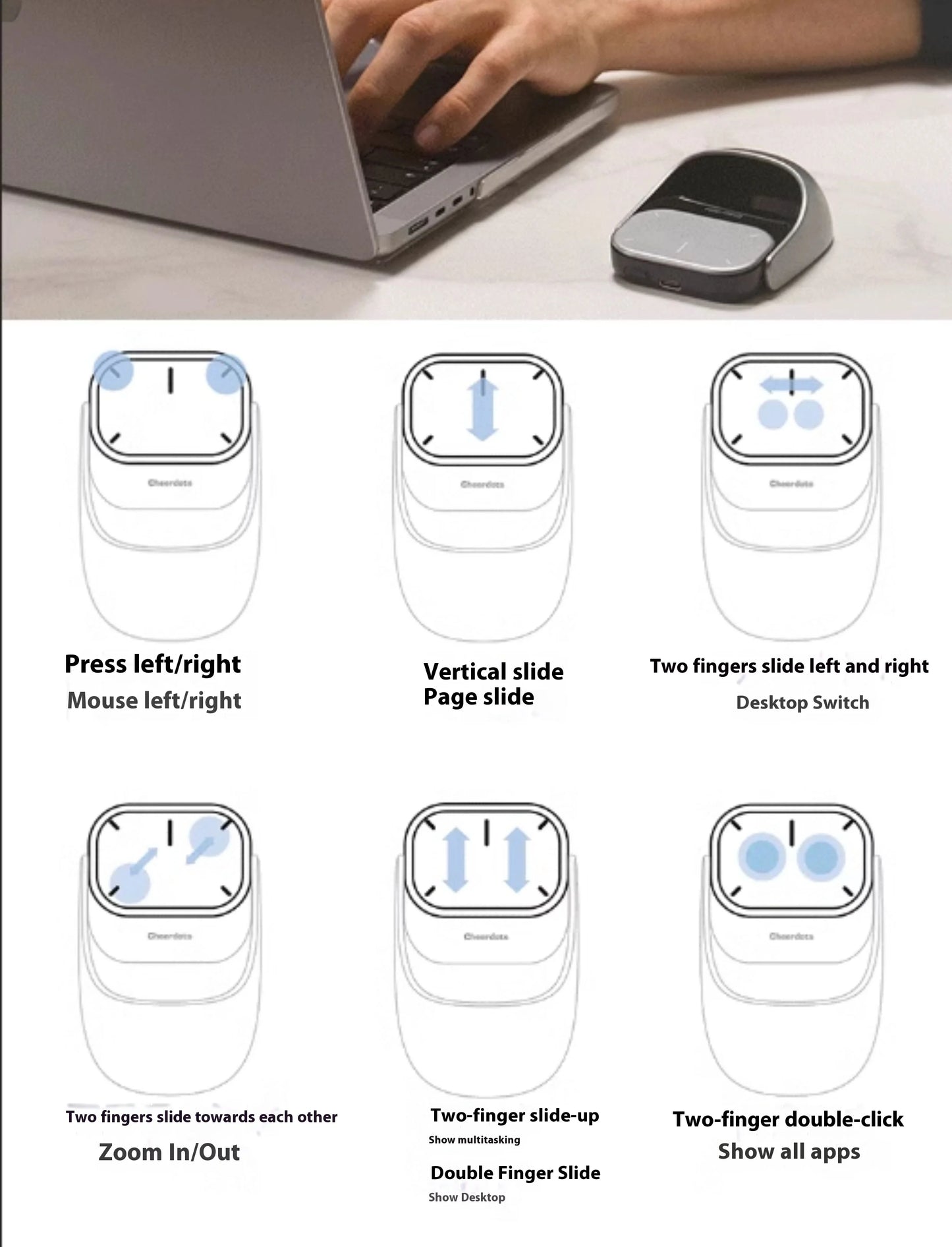 Cheerdots2 Bluetooth Detachable AI Air Mouse