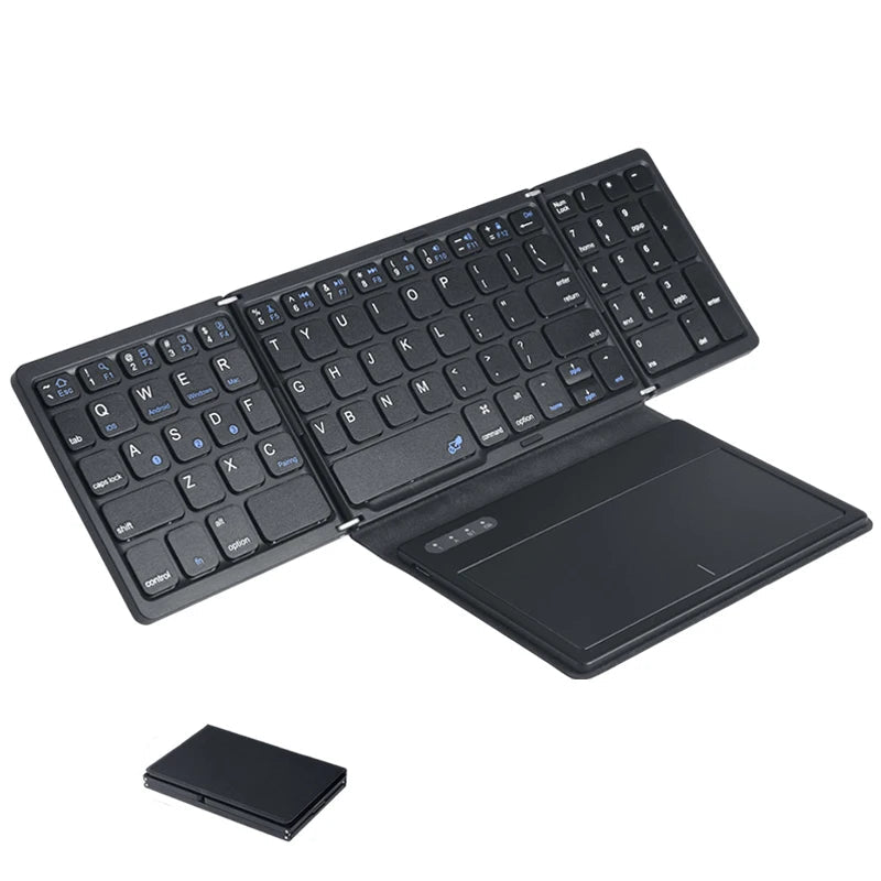 Foldable Bluetooth Keyboard with Touchpad – Portable Wireless Rechargeable Keyboard for Laptop, Phone, Tablet