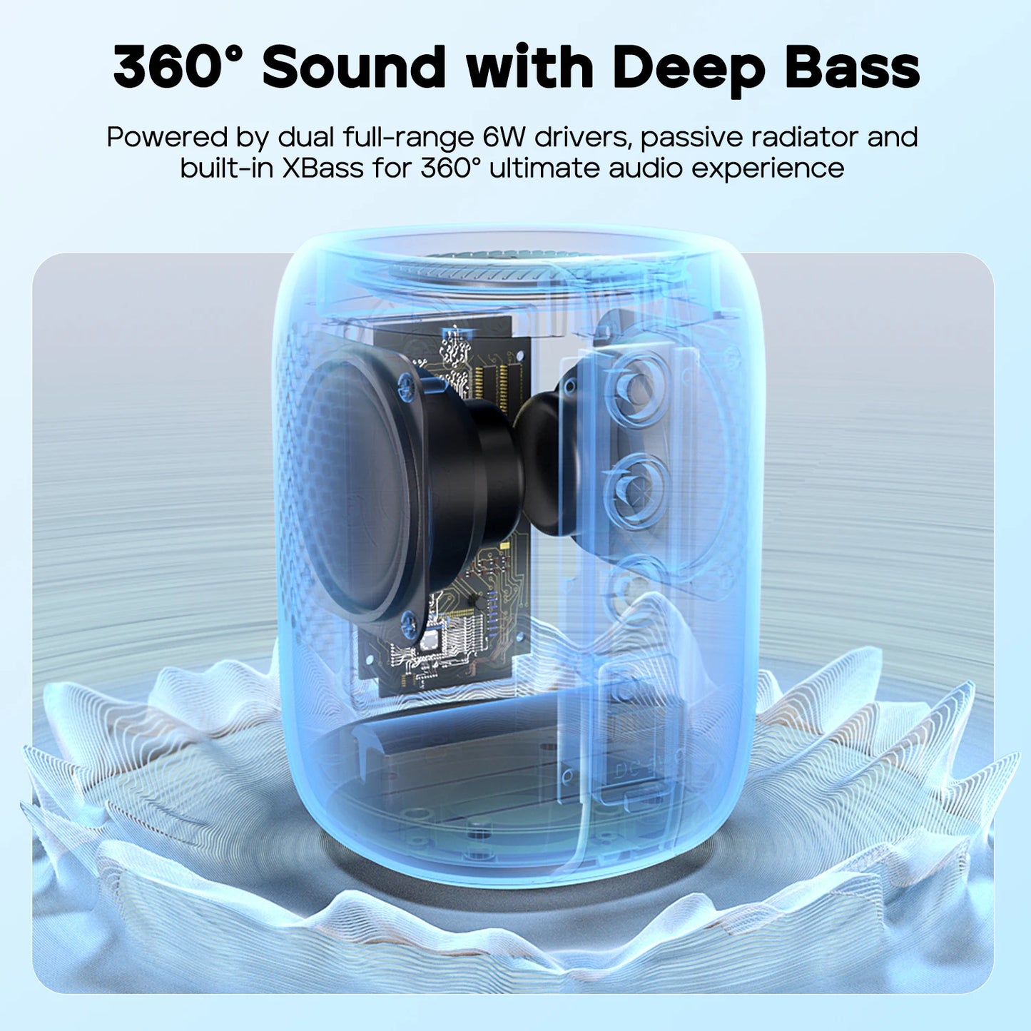 TRIBIT StormBox Mini 12W Bluetooth Speaker with 360° Sound, LED Lights