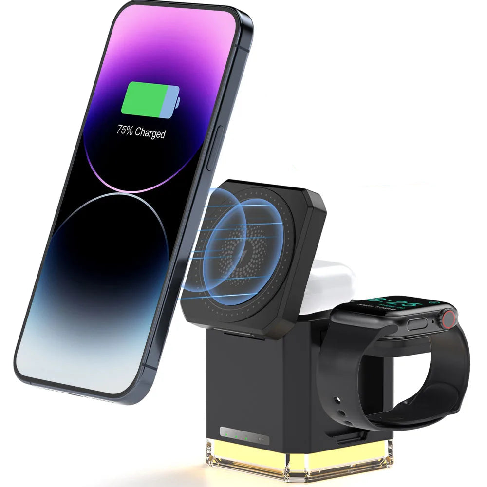 30W 4-in-1 Adjustable MagSafe Wireless Charging Stand for iPhone AirPods Watch