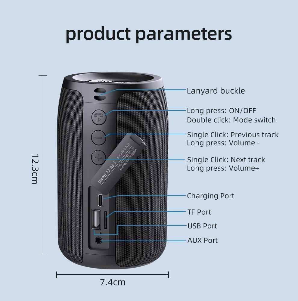 Zealot S32 Mini Bluetooth Speaker with Bass, FM, TF & TWS Support