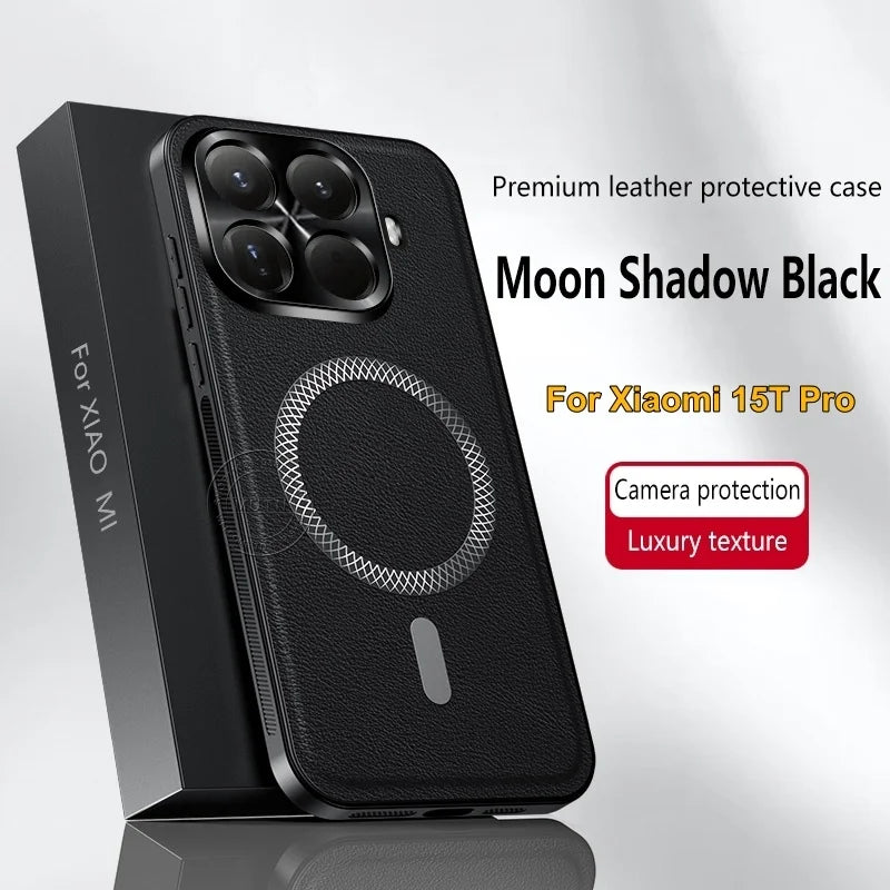 Premium Luxury Leather Xiaomi 15T Metal Ring Case