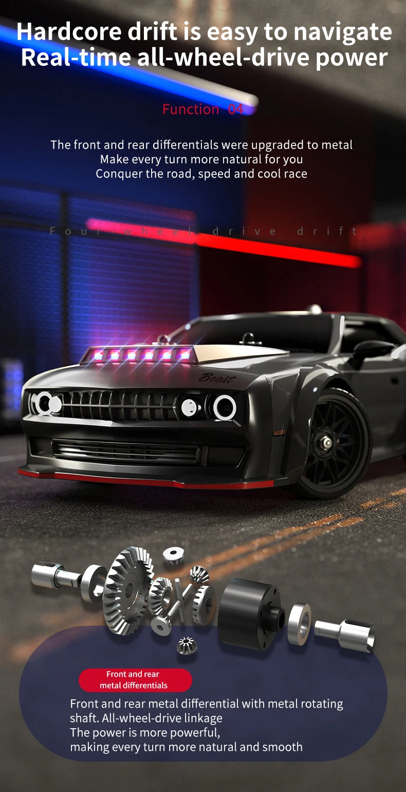 SG216 MAX 1:16 70KM/H 4WD RC Drift Car with LED & Spare Drift Wheelsconsumer