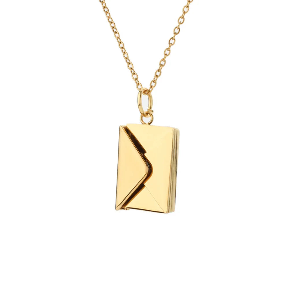 Love Letter Envelope Pendant Necklace Customized Stainless Steel Valentines/Mother's Day