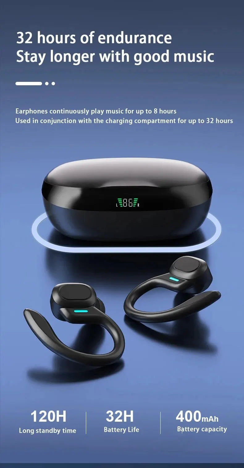 TWS Wireless Bluetooth Earphones Headphones Sports Ear Hook Running Bass Earbuds