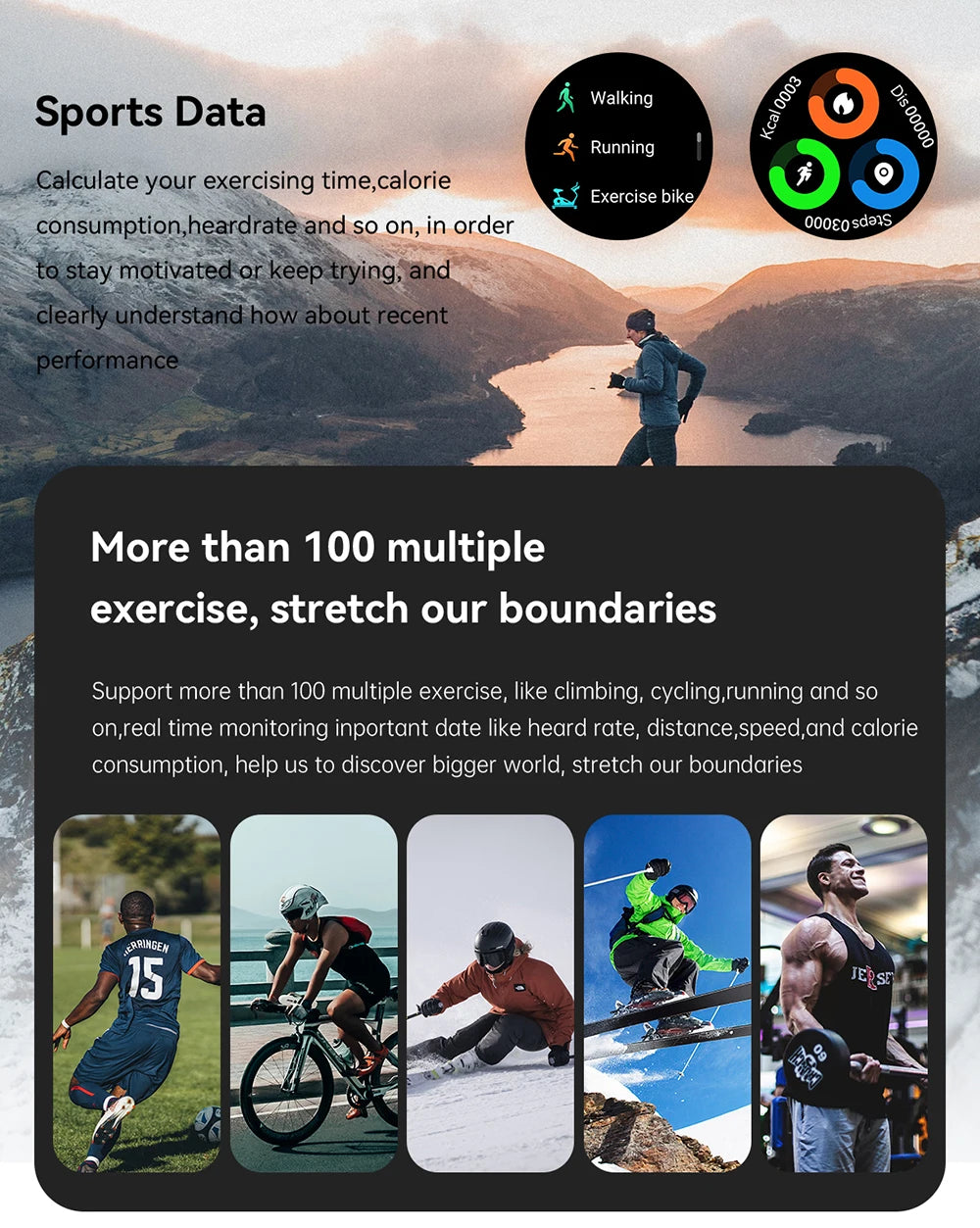 Men Smart Watches for iOS Android MD52 Sports Fitness Tracker Waterproof 1.39