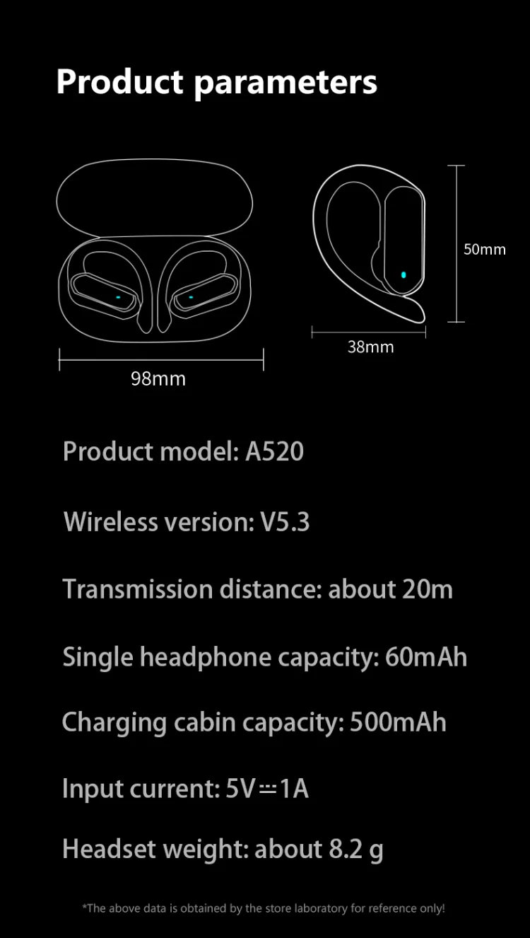 BOSE bye A520 TWS Bluetooth Earphones with Ear Hooks & Waterproof Design