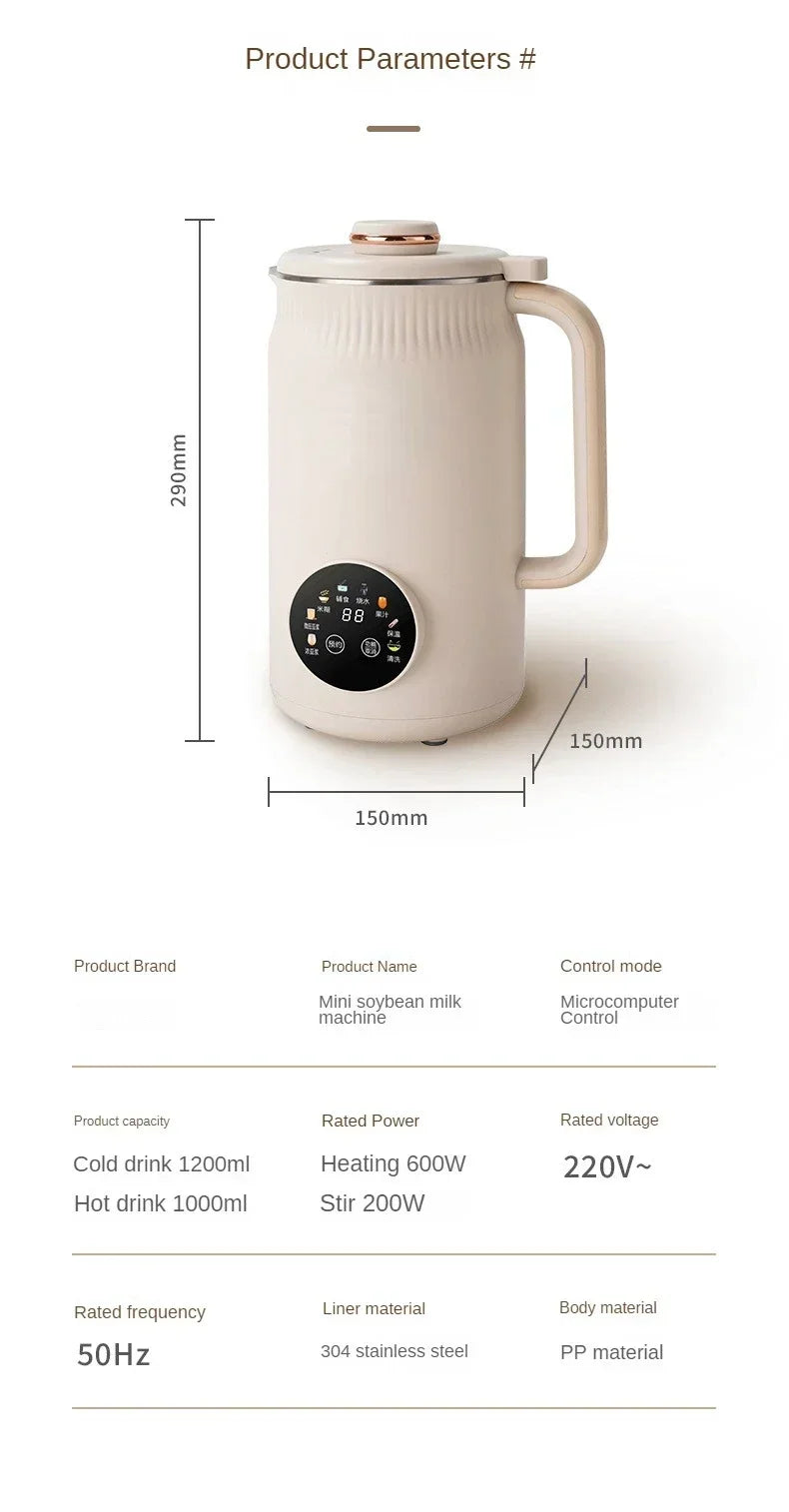 220V Electric Soy Milk Maker, Automatic Blender, Juicer & Boiling Kettle, 600W