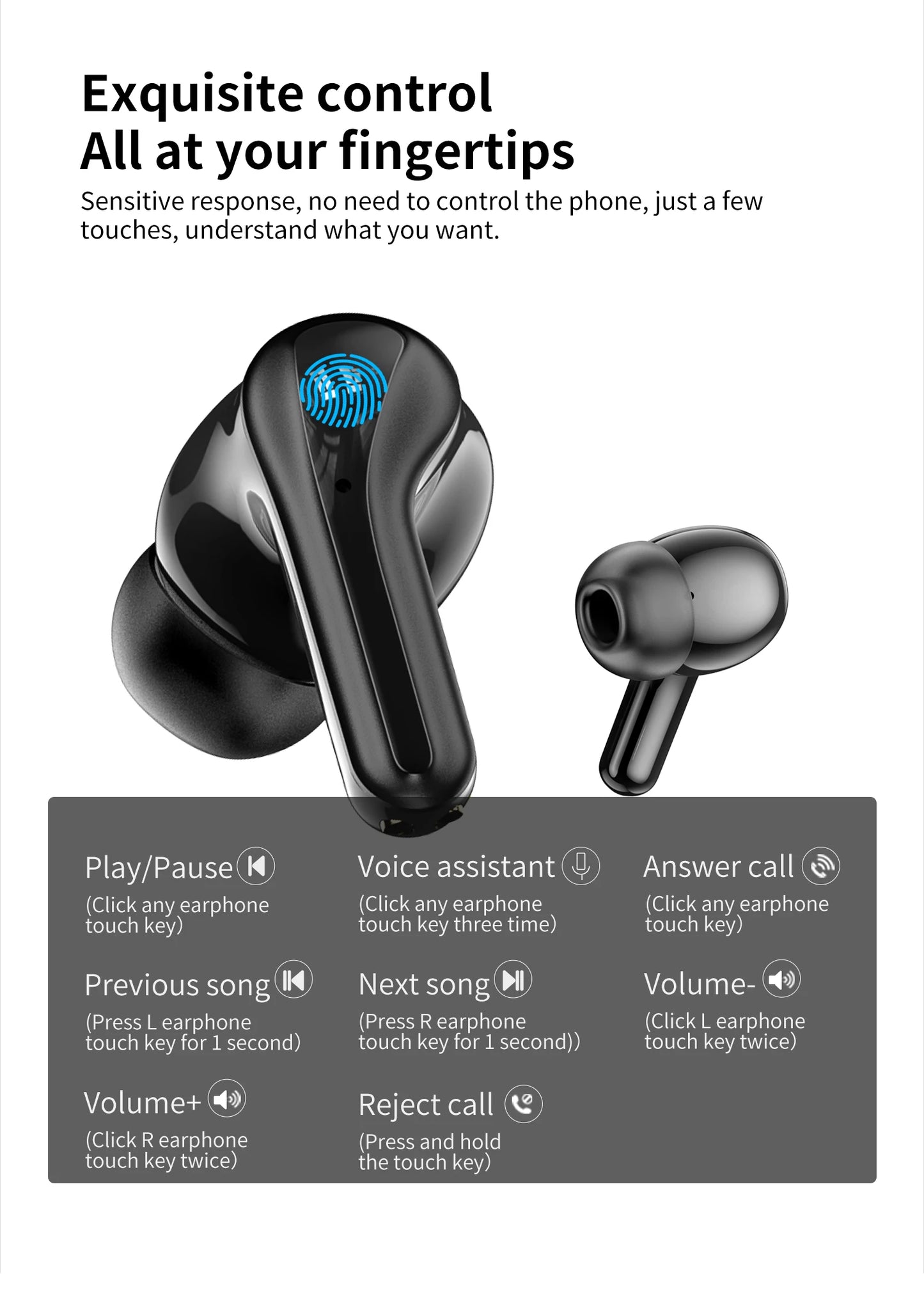 Wireless ENC Earbuds, Bluetooth 5.4, 40Hr Play Time True Bass