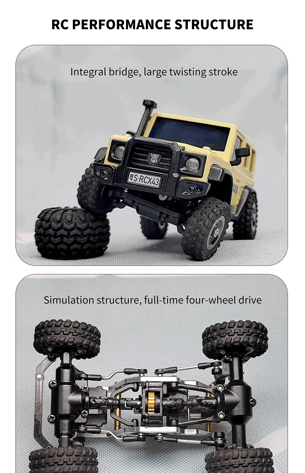 LDARC X43 1:43 Mini RC 4WD Desktop Crawler Car for Adults & Kids