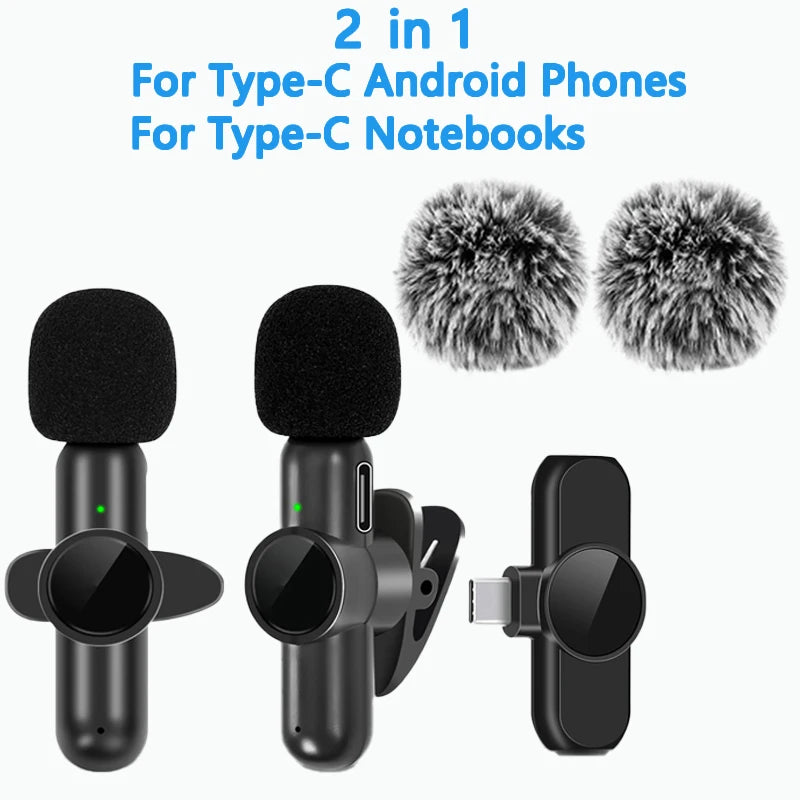 2.4G Wireless Lavalier Noise Cancelling Clip-on Microphone for iPhone, Android
