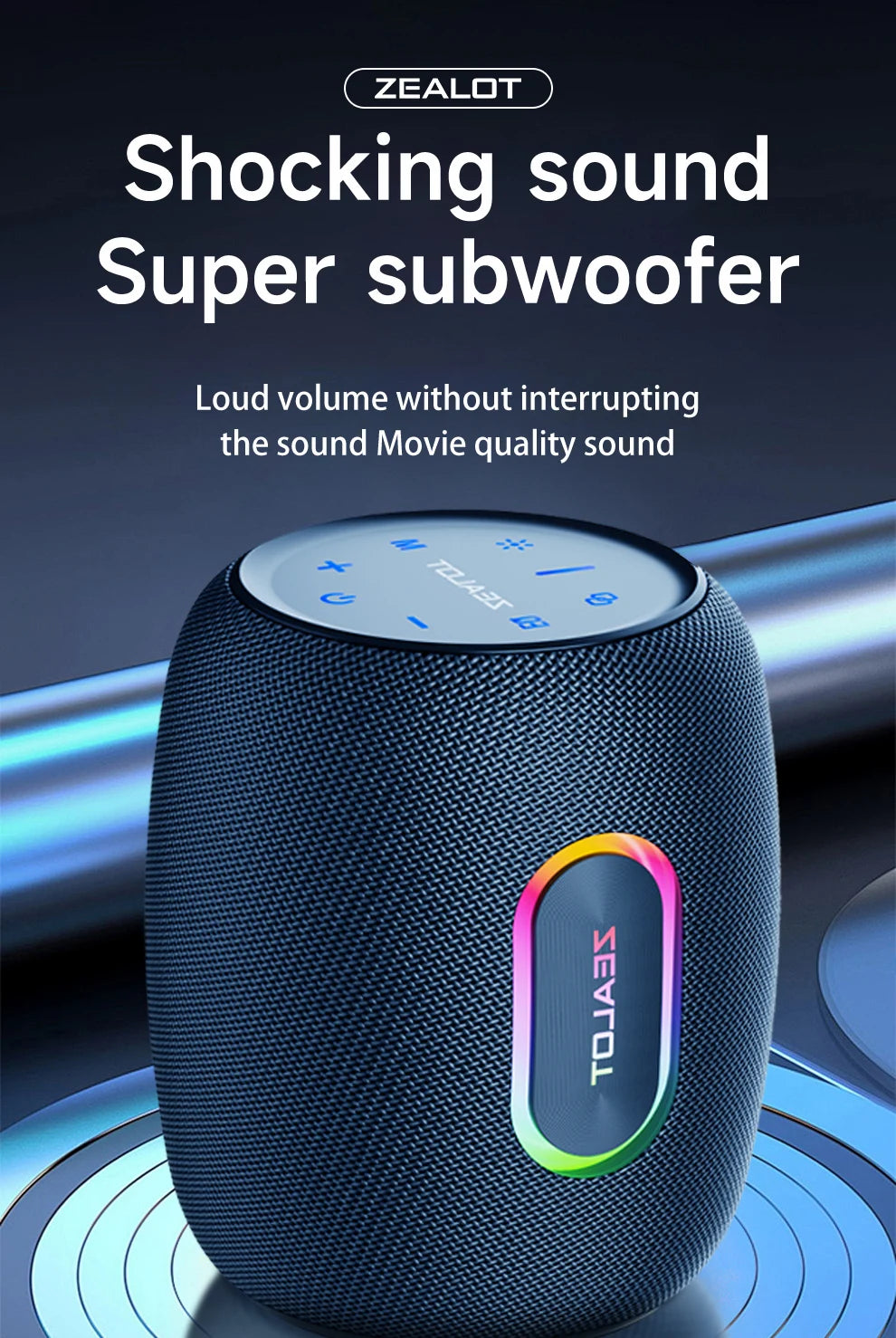 ZEALOT S64 50W Outdoor Bluetooth Speaker with Subwoofer & 14400mAh Battery – IPX6 Waterproof