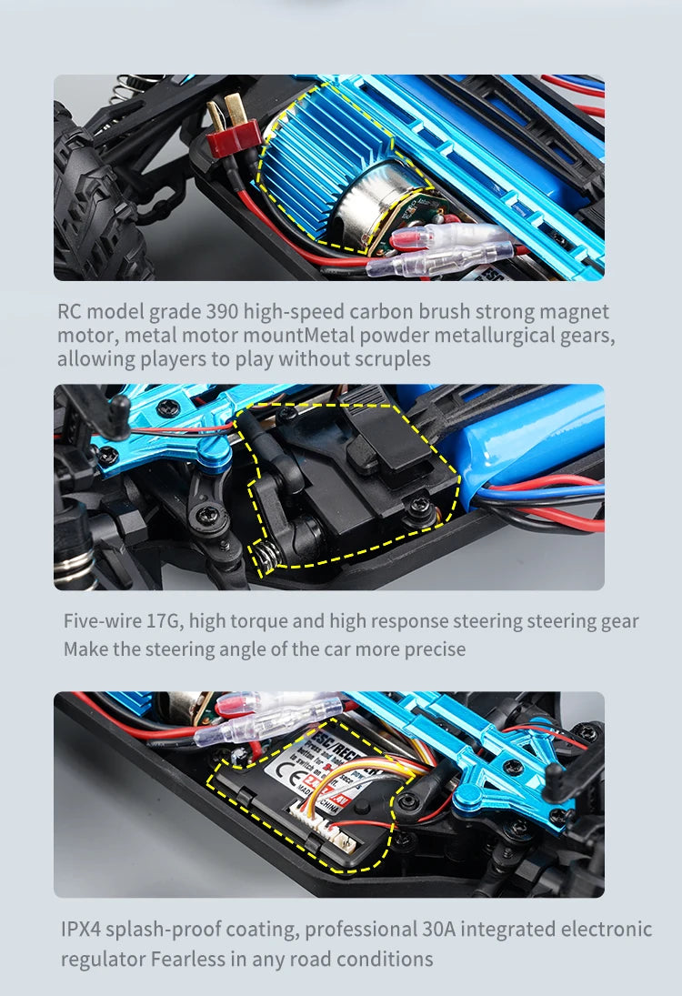 SCY 1:16 4WD 70KM/H or 50KM/H Brushless RC Drift Truck with LED Lights