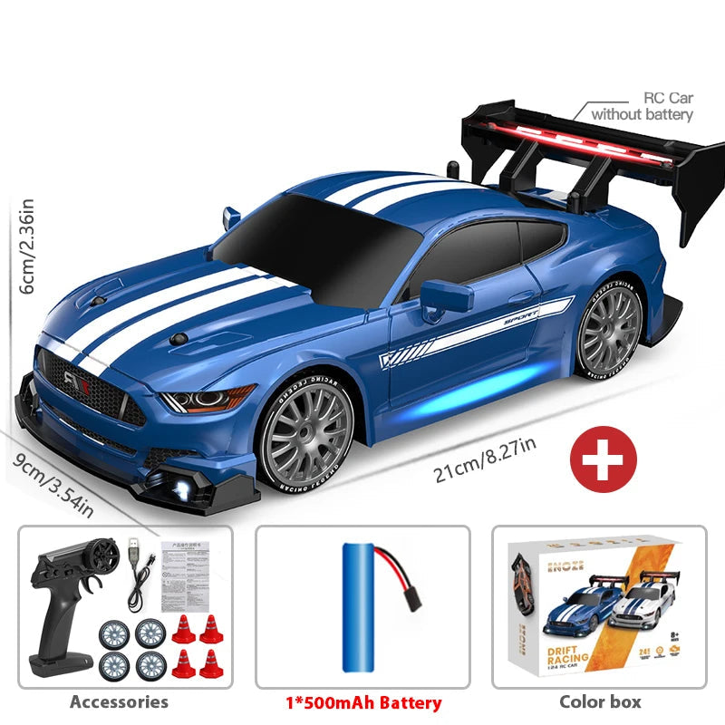 1:24 AE86 GTR 4WD Drift RC Car with LED Lights & Dual Tire Sets