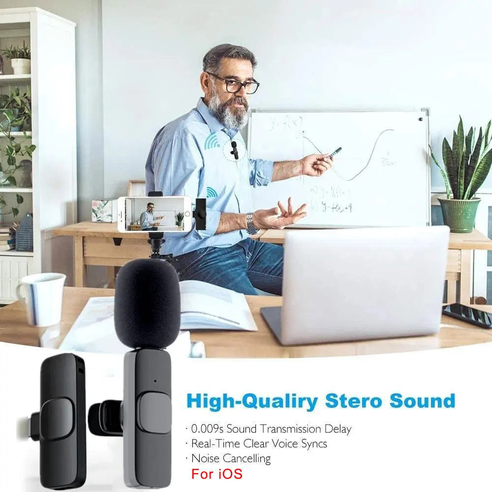 Wireless Lavalier Microphone – Mini Portable Mic for Android/iPhone