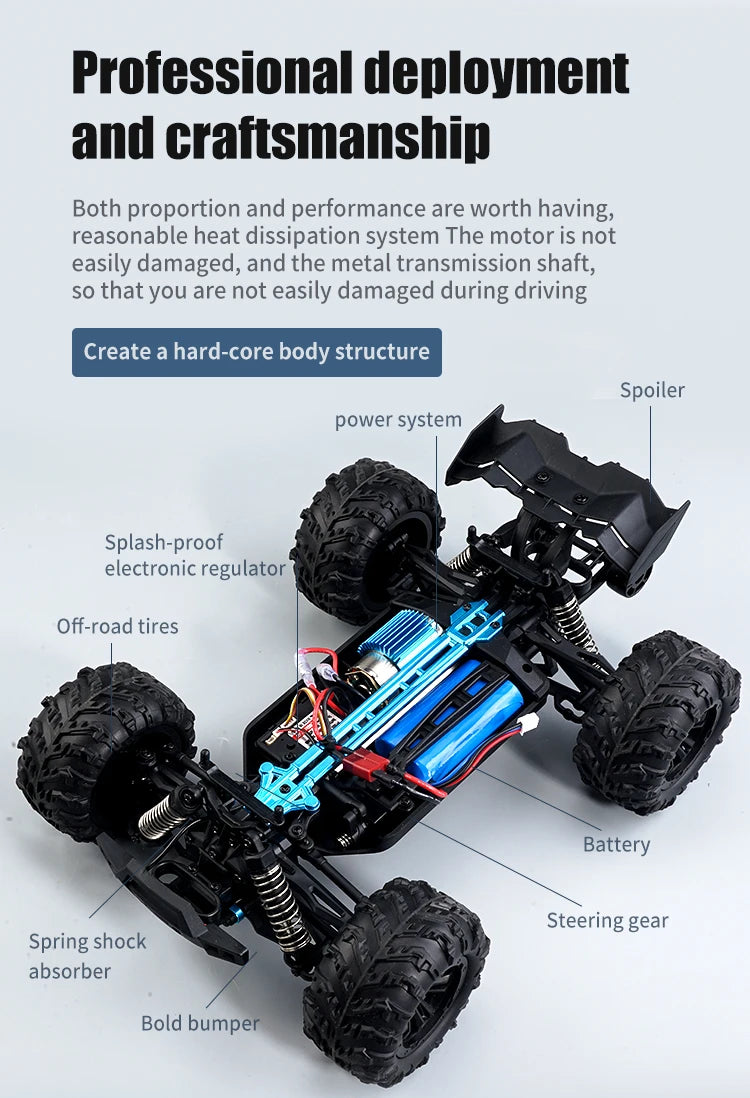 SCY 1:16 4WD 70KM/H or 50KM/H Brushless RC Drift Truck with LED Lights