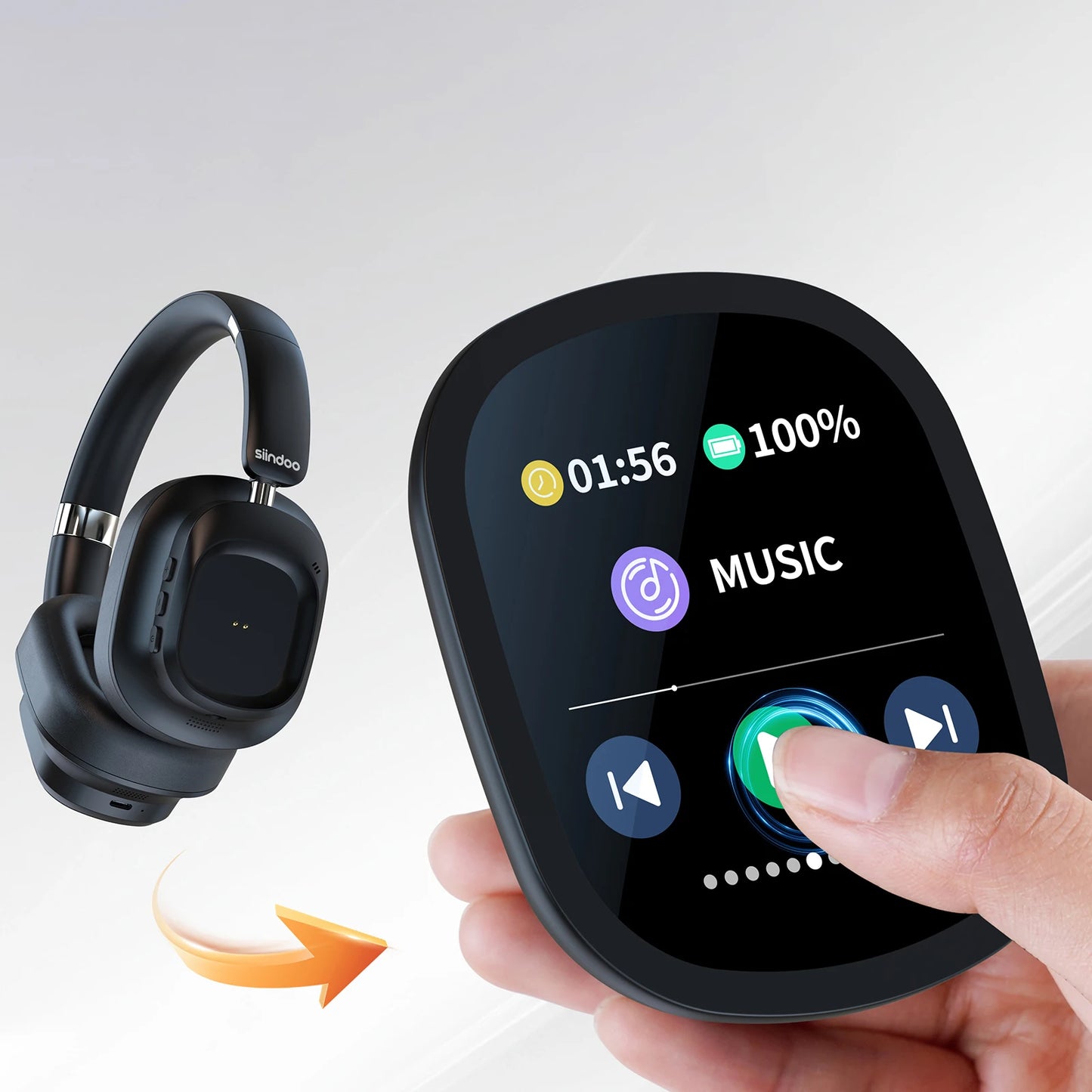 Hybrid Wireless Headphones with LED Touch Display & ANC