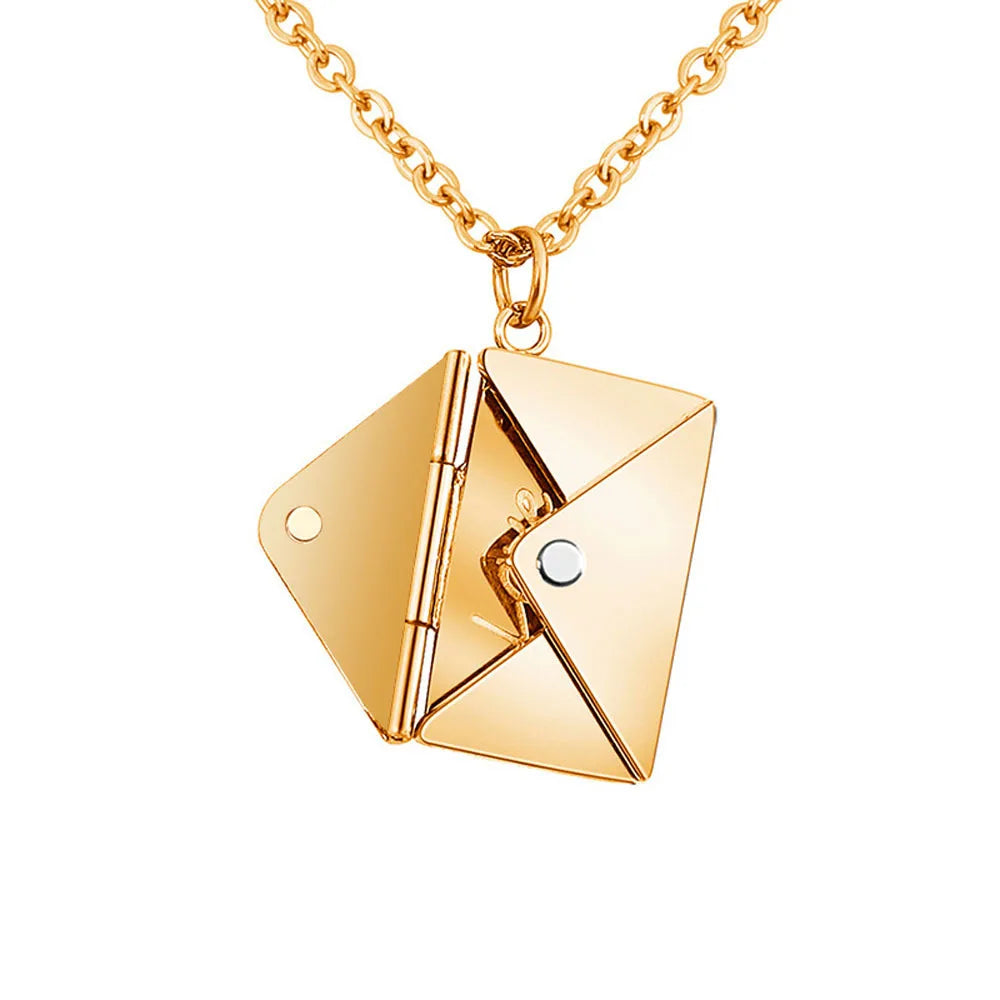 Love Letter Envelope Pendant Necklace Customized Stainless Steel Valentines/Mother's Day