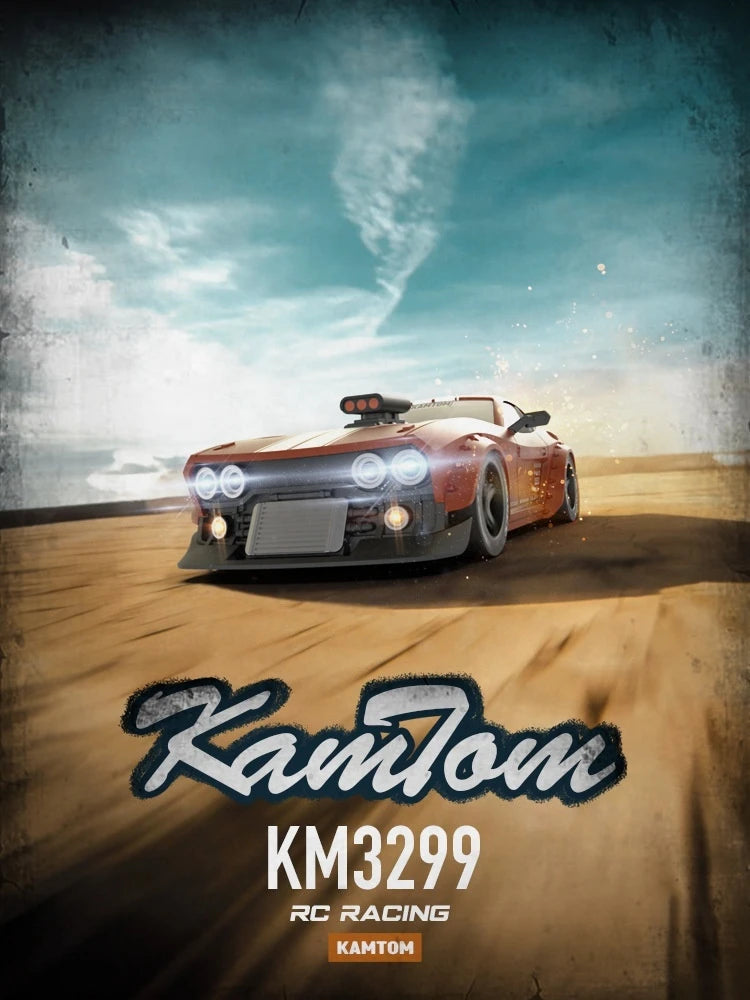 KAMTOM 1/32 4WD RC Drift Car – 30KM/H, Gyro Stabilization, LED Lights