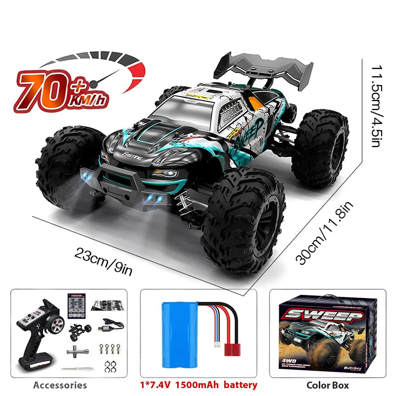 SCY 1:16 4WD 70KM/H or 50KM/H Brushless RC Drift Truck with LED Lights