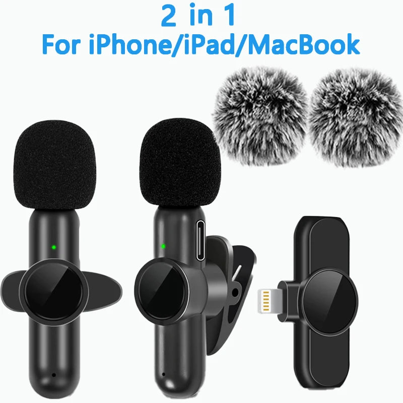 2.4G Wireless Lavalier Noise Cancelling Clip-on Microphone for iPhone, Android