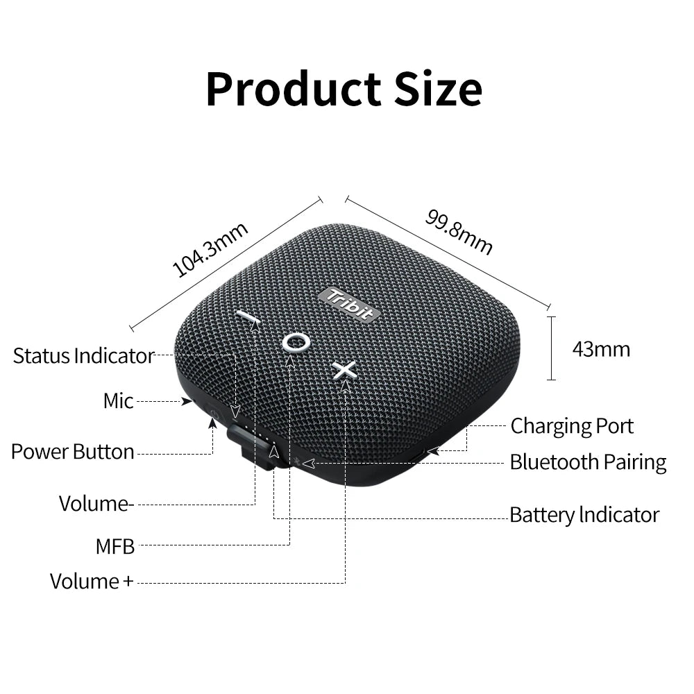 Tribit StormBox Micro 2 Bluetooth Speaker with Deep Bass & Strap – IP67 Waterproof