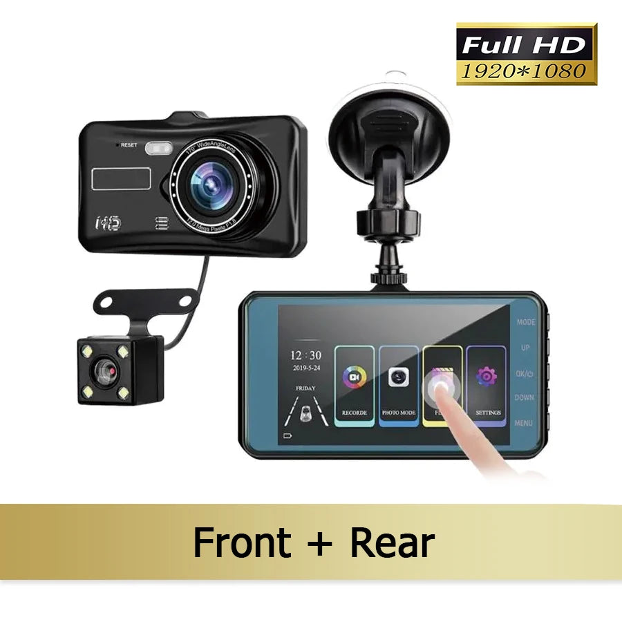 4" In Car Camera Recorder Dual Front and Rear HD 1080P Dash Cam Night Vision 32GB UK