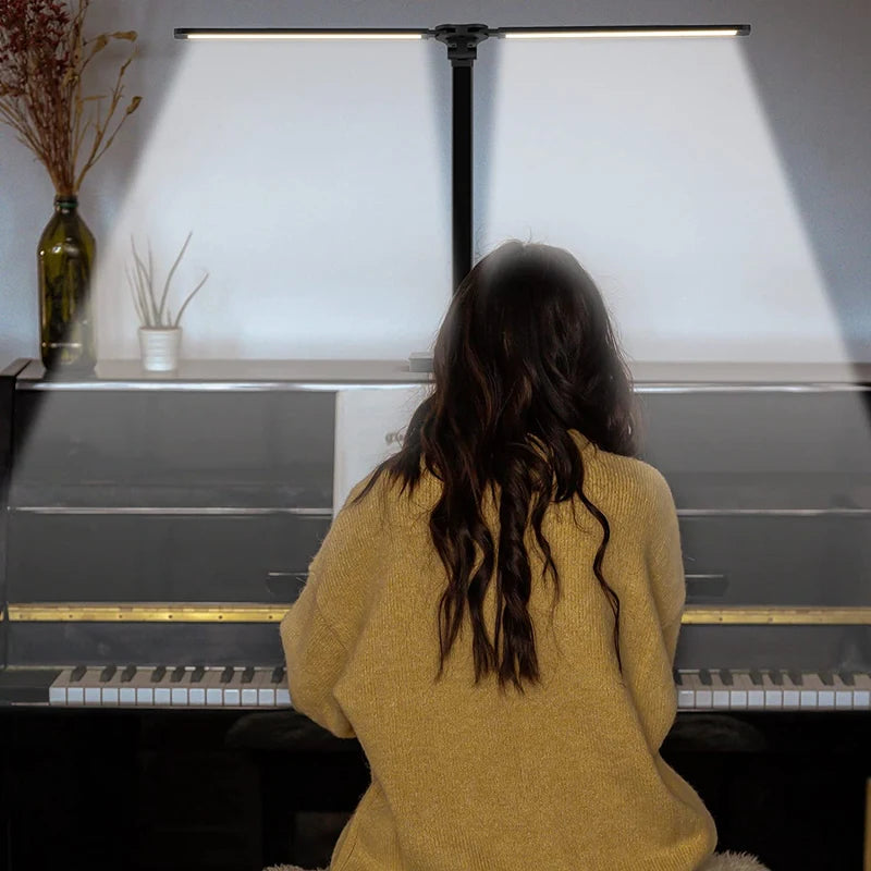 Double Head LED Desk Lamp 5 Colour Modes Eye-Caring Piano