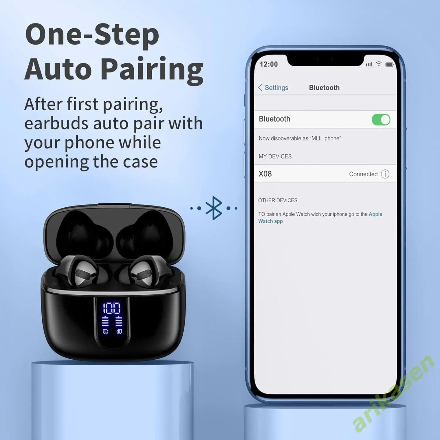 Wireless Bluetooth Earbuds – 52H Playtime, 4-Mic Noise Cancelling
