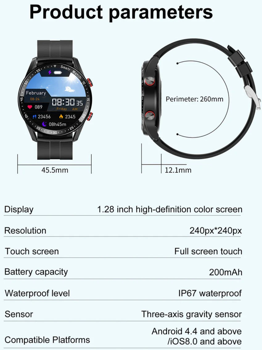 Bluetooth Smartwatch ECG + PPG, Fitness Tracker, Health Monitor