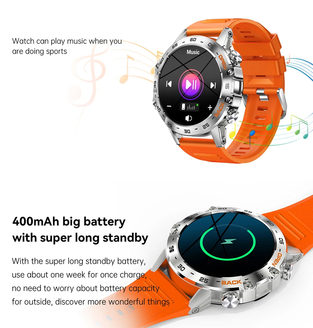 Men Smart Watches for iOS Android MD52 Sports Fitness Tracker Waterproof 1.39