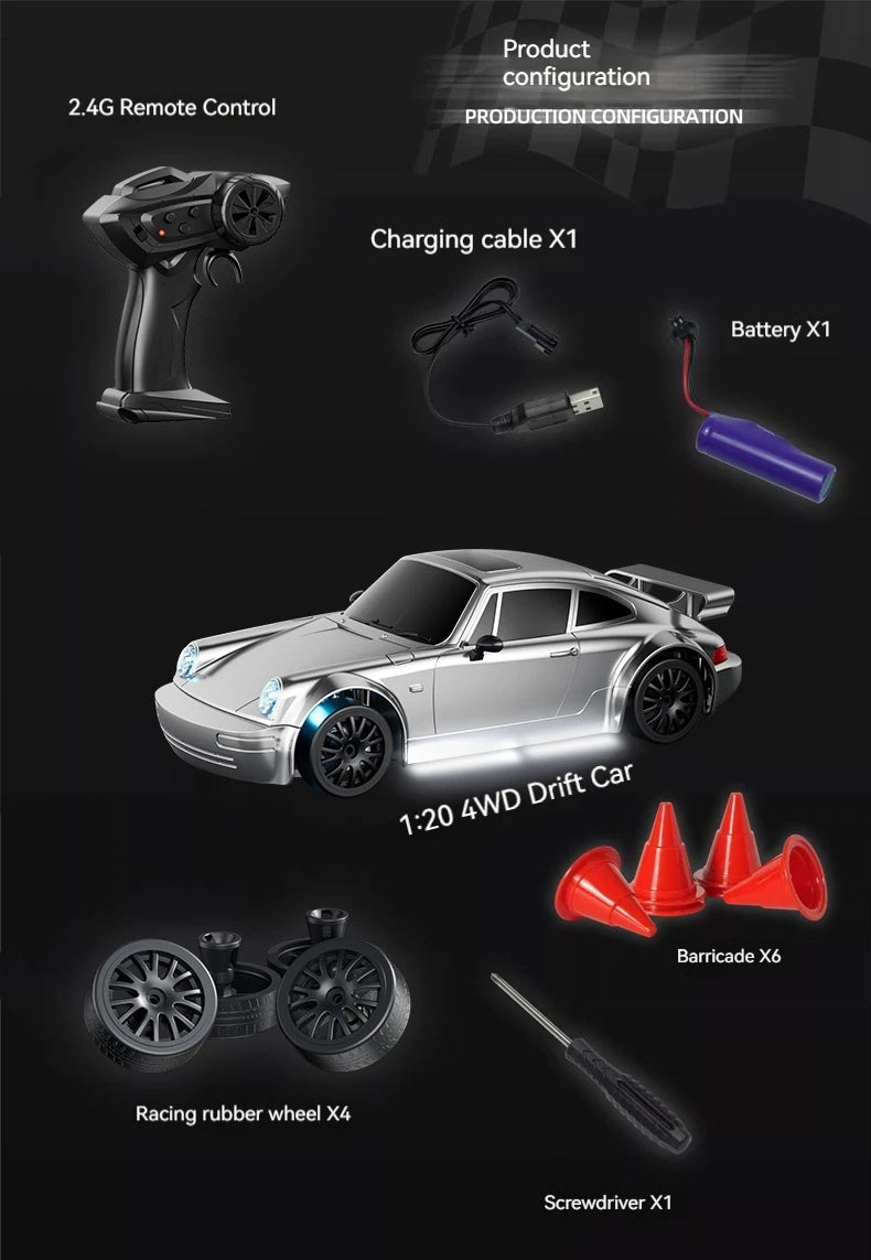 Ask North Wind 993 Liquid Silver RC Drift Car – High Speed, Proportional Throttle