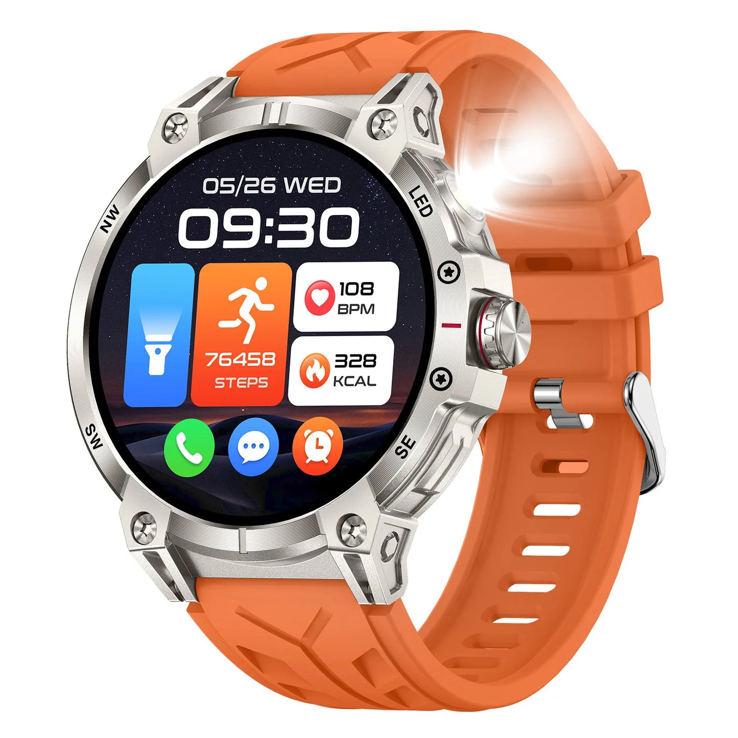 Military Grade Smartwatch 760mAh With Flashlight