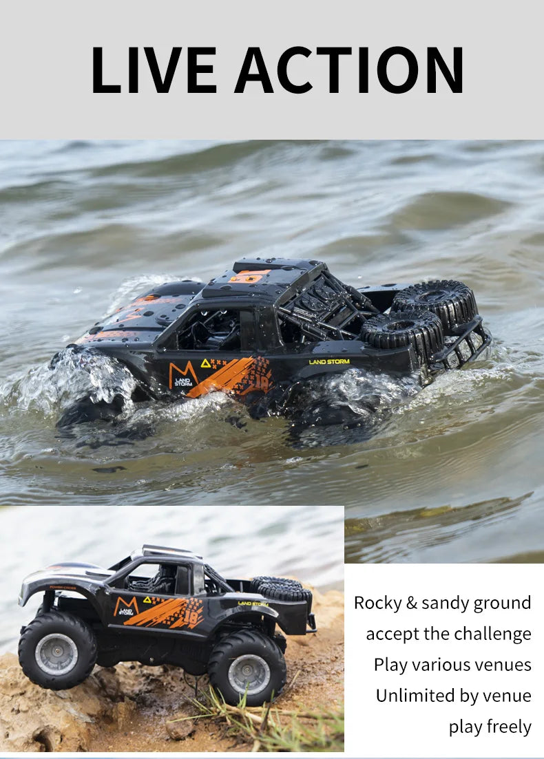 JJRC 4WD Amphibious RC Car – Waterproof, Off-Road, Stunt Climbing Truck