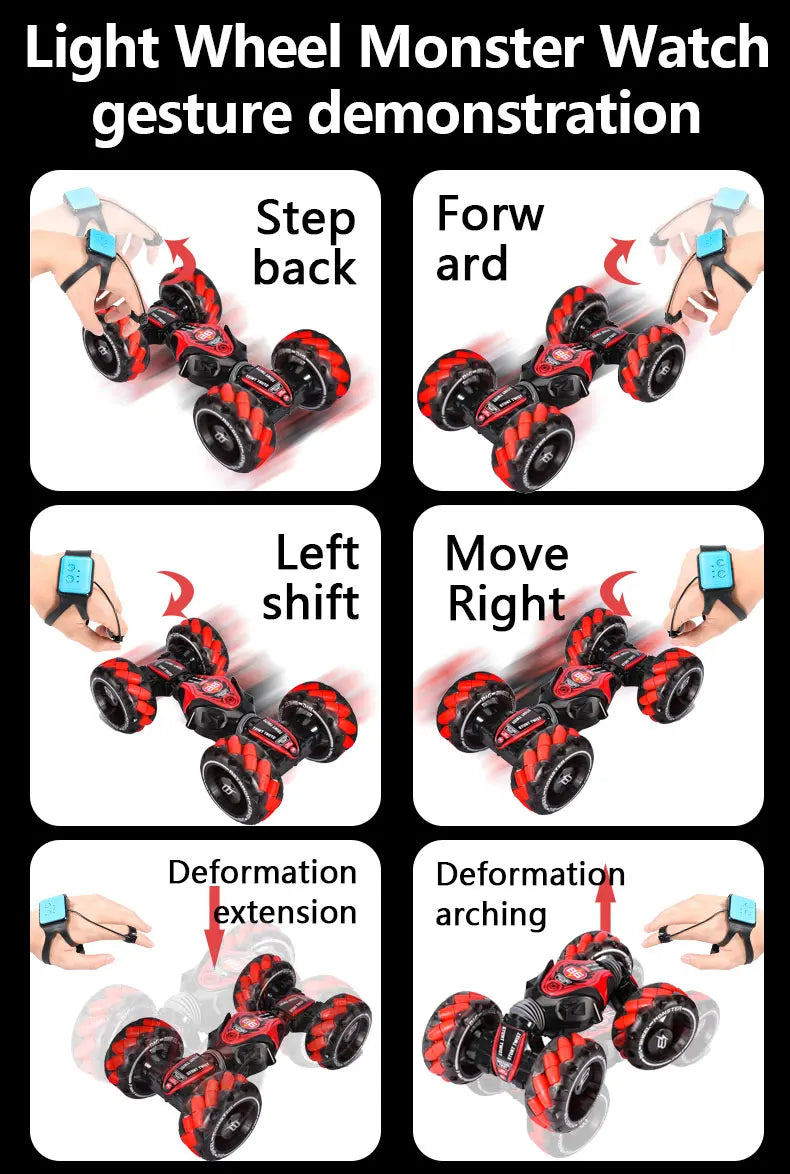 86A 1:12 4WD RC Gesture-Control Stunt Car with Music & Lights