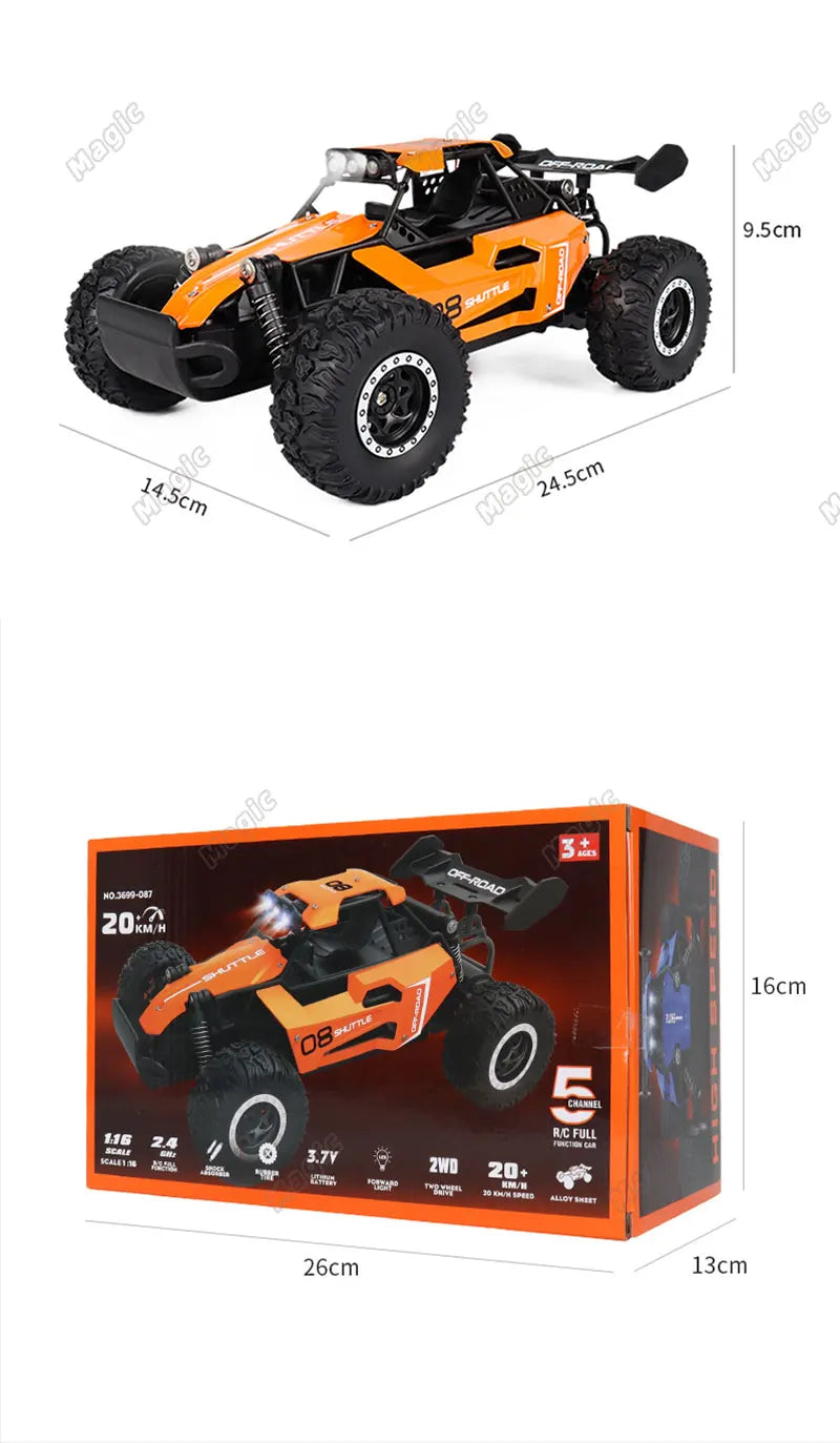 1:16 High-Speed Off-Road RC Car with LED Lights