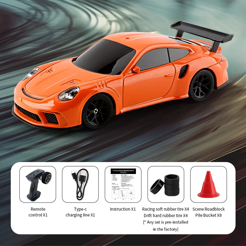 1/43 Mini RC Drift Car – 4WD, 2.4GHz, 30min Playtime, Off-Road Racing Car