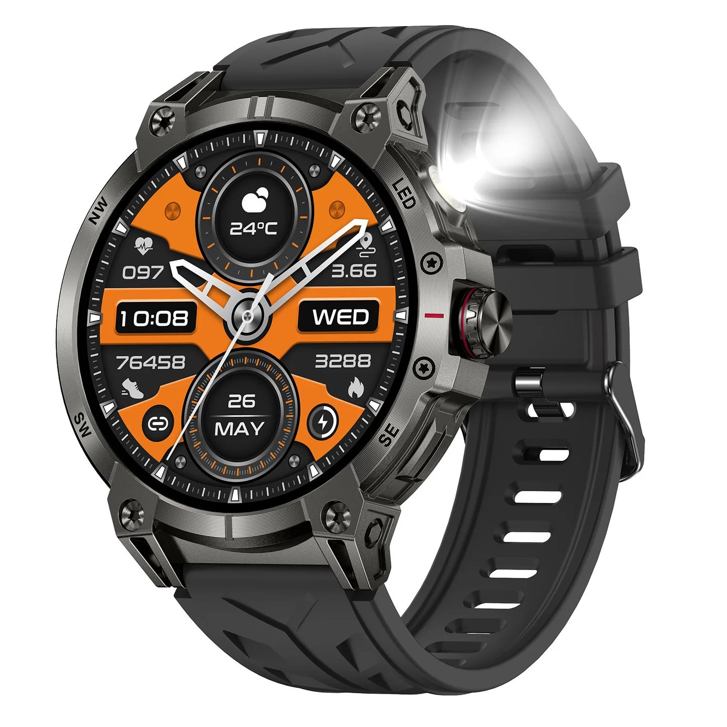 Military Grade Smartwatch 760mAh With Flashlight