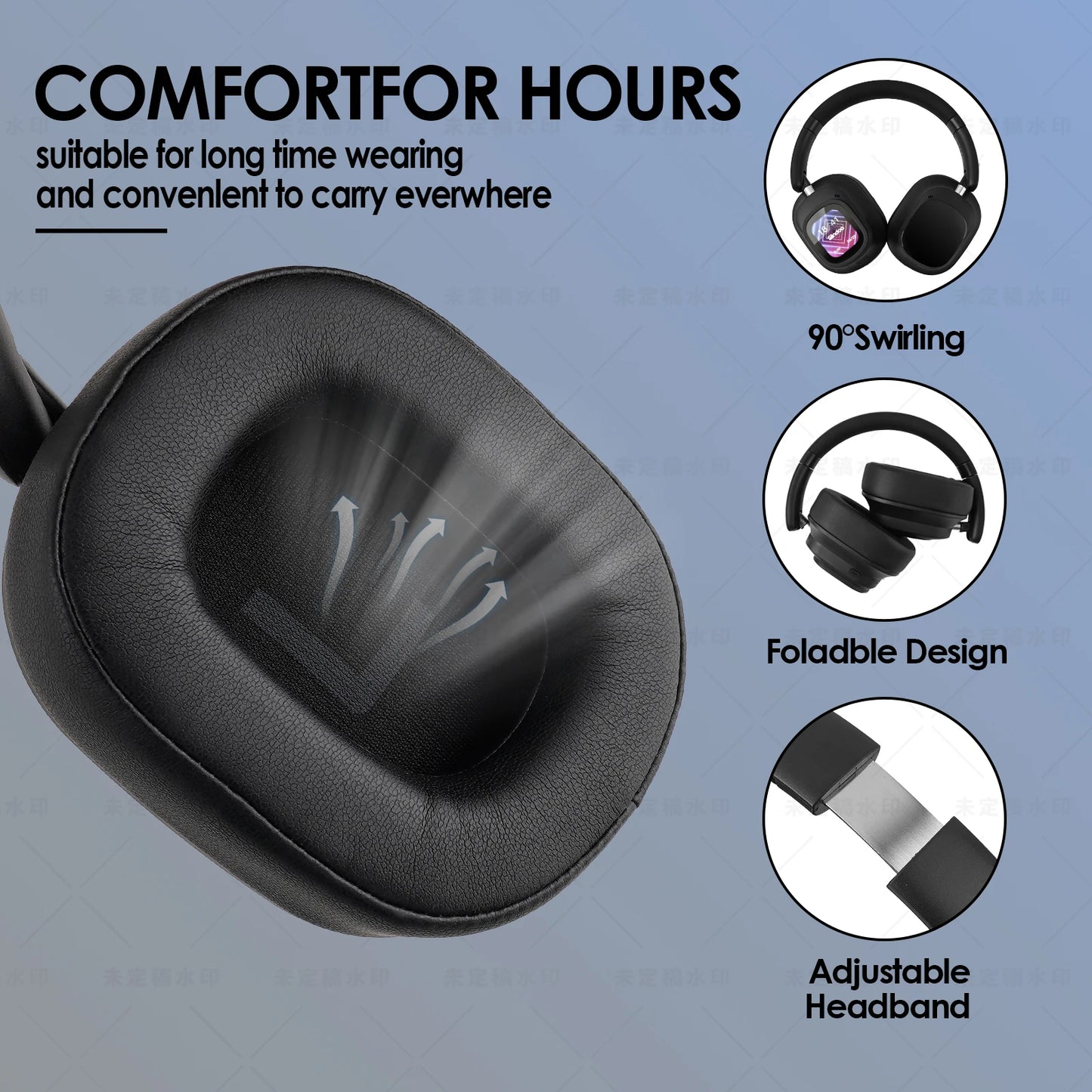 Hybrid Wireless Headphones with LED Touch Display & ANC