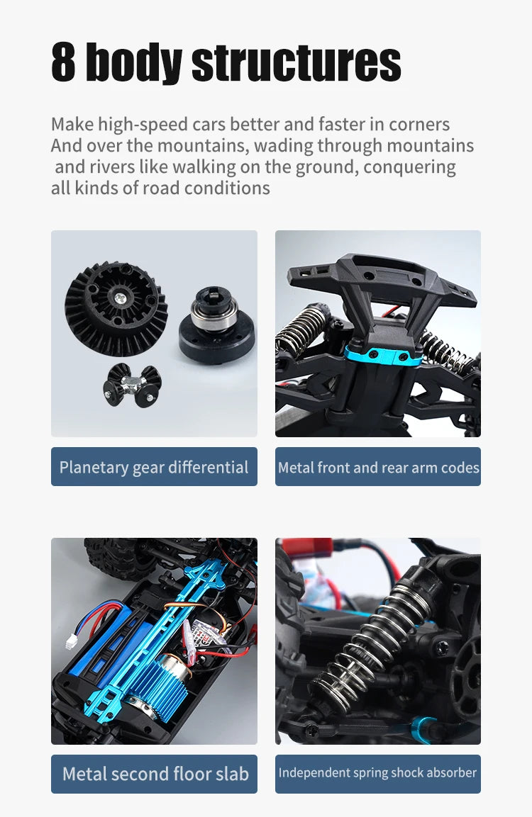 SCY 1:16 4WD 70KM/H or 50KM/H Brushless RC Drift Truck with LED Lights